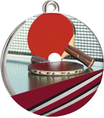 Медаль №2269 (Настольный теннис, диаметр 70 мм, металл, цвет серебро)