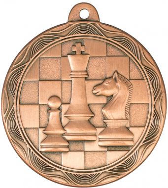 Медаль №2420 (Шахматы, диаметр 50 мм, металл, цвет бронза. Место для вставок: обратная сторона диаметр 45 мм)