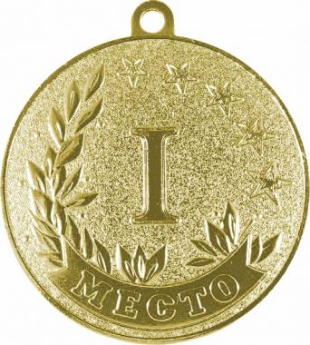 Медаль №3550 (1 место, диаметр 50 мм, металл, цвет золото)