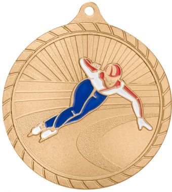 Медаль №2434 (Конькобежный спорт, диаметр 60 мм, металл, цвет бронза. Место для вставок: обратная сторона диаметр 50 мм)