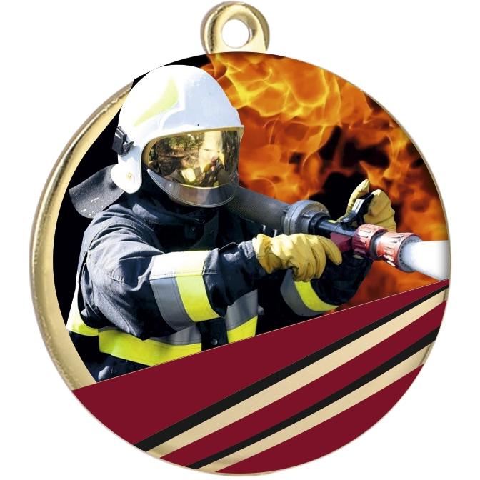 Медаль №2258 (Пожарный спорт, диаметр 70 мм, металл, цвет золото)