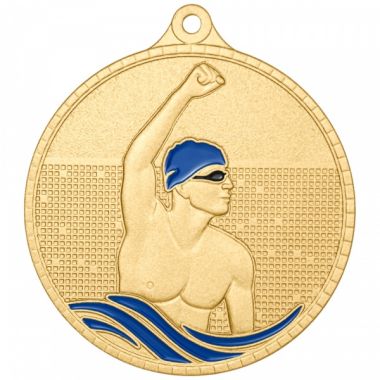 Медаль №3614 (Плавание, диаметр 55 мм, металл, цвет золото. Место для вставок: обратная сторона диаметр 40 мм)