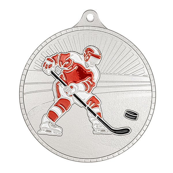 Медаль №2430 (Хоккей, диаметр 60 мм, металл, цвет серебро. Место для вставок: обратная сторона диаметр 50 мм)