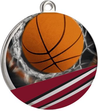 Медаль №2383 (Баскетбол, диаметр 70 мм, металл, цвет серебро)