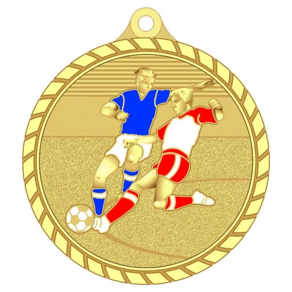 Медаль №1840 (Футбол, диаметр 55 мм, металл, цвет золото. Место для вставок: обратная сторона размер по шаблону)