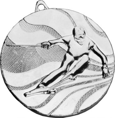 Медаль №98 (Лыжный спорт, диаметр 50 мм, металл, цвет серебро. Место для вставок: обратная сторона диаметр 46 мм)