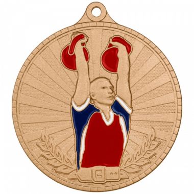 Медаль №3640 (Гиревой спорт, диаметр 55 мм, металл, цвет бронза)