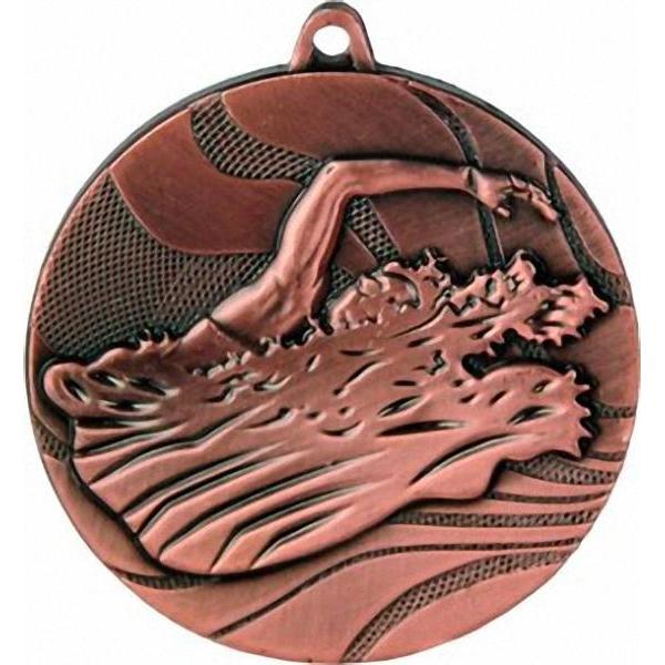 Медаль №85 (Плавание, диаметр 50 мм, металл, цвет бронза. Место для вставок: обратная сторона диаметр 45 мм)