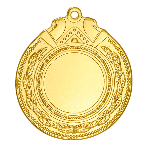 Медаль №2234 (Диаметр 50 мм, металл, цвет золото. Место для вставок: лицевая диаметр 25 мм, обратная сторона диаметр 45 мм)