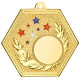 Медаль №2260 (Диаметр 70 мм, металл, цвет золото. Место для вставок: лицевая диаметр 25 мм, обратная сторона диаметр 50 мм)