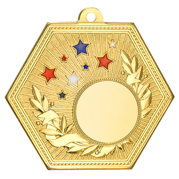 Медаль №2260 (Диаметр 70 мм, металл, цвет золото. Место для вставок: лицевая диаметр 25 мм, обратная сторона диаметр 50 мм)