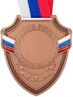 Медаль №2315 c лентой (Размер 56x65 мм, металл, цвет бронза. Место для вставок: лицевая диаметр 25 мм, обратная сторона размер по шаблону)