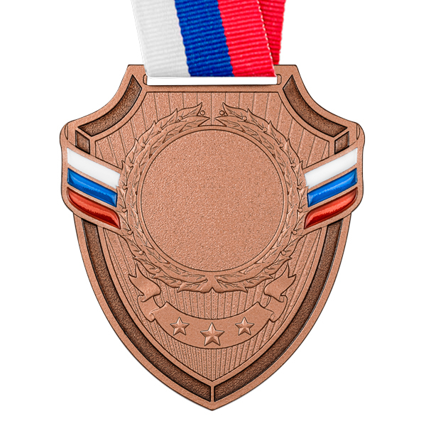 Медаль №2315 c лентой (Размер 56x65 мм, металл, цвет бронза. Место для вставок: лицевая диаметр 25 мм, обратная сторона размер по шаблону)
