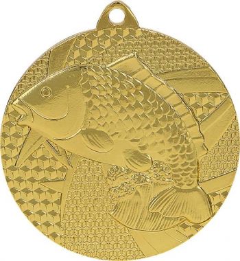 Медаль №930 (Рыболовство, диаметр 50 мм, металл, цвет золото. Место для вставок: обратная сторона диаметр 45 мм)