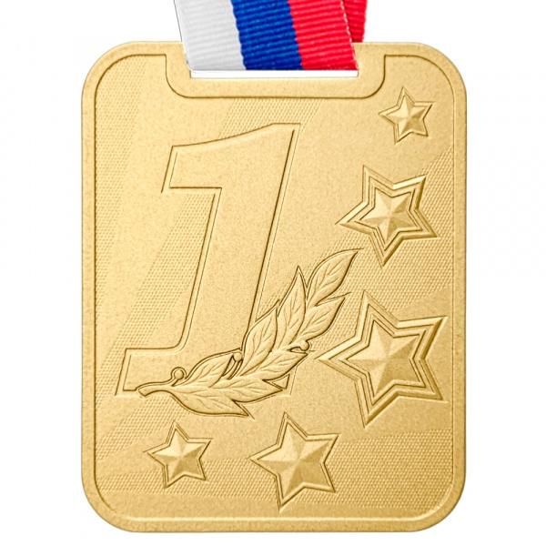 Медаль №3660 c лентой (1 место, диаметр 55 мм, металл, цвет золото)