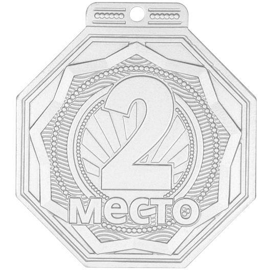 Медаль №2421 (2 место, размер 50x55 мм, металл, цвет серебро)