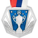 Медаль №2362 c лентой (Диаметр 60 мм, металл, цвет серебро)