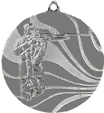 Медаль №108 (Стрельба, диаметр 50 мм, металл, цвет серебро. Место для вставок: обратная сторона диаметр 45 мм)