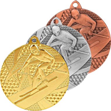 Комплект медалей №169 (Лыжный спорт, диаметр 50 мм, металл, золото, серебро, бронза. Место для вставок: обратная сторона диаметр 45 мм)