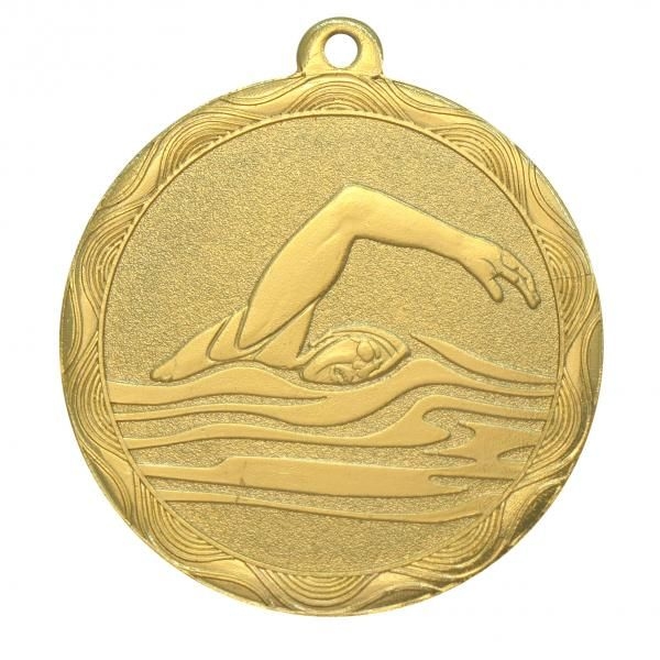 Медаль №1270 (Плавание, диаметр 50 мм, металл, цвет золото. Место для вставок: обратная сторона диаметр 45 мм)