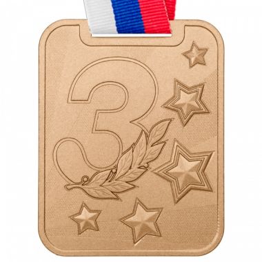 Медаль №3660 c лентой (3 место, диаметр 55 мм, металл, цвет бронза)