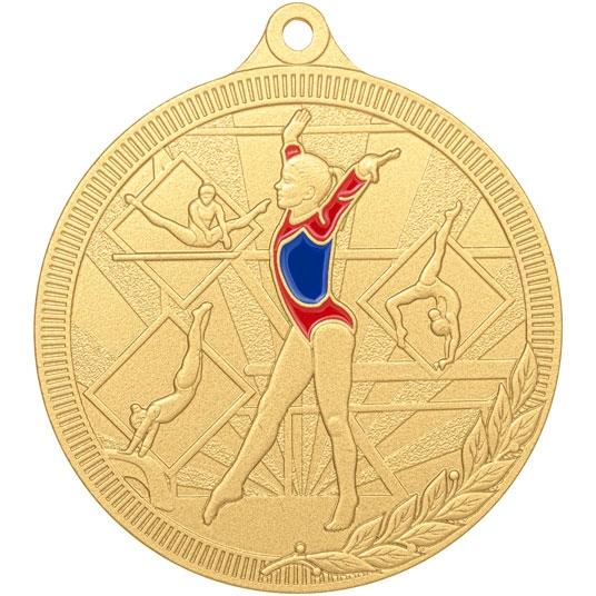 Медаль №3280 (Спортивная гимнастика, диаметр 55 мм, металл, цвет золото. Место для вставок: обратная сторона диаметр 40 мм)