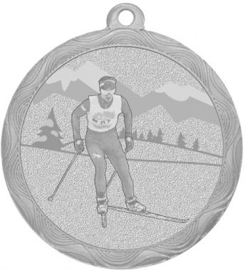 Медаль №2221 (Лыжный спорт, диаметр 50 мм, металл, цвет серебро. Место для вставок: обратная сторона диаметр 45 мм)