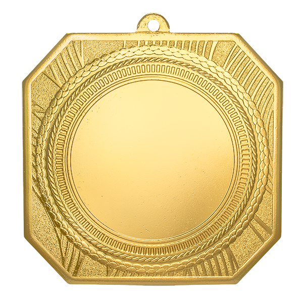 Медаль №2276 (Диаметр 80 мм, металл, цвет золото. Место для вставок: лицевая диаметр 50 мм, обратная сторона диаметр 65 мм)