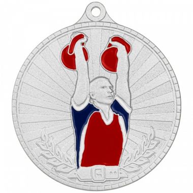 Медаль №3640 (Гиревой спорт, диаметр 55 мм, металл, цвет серебро)