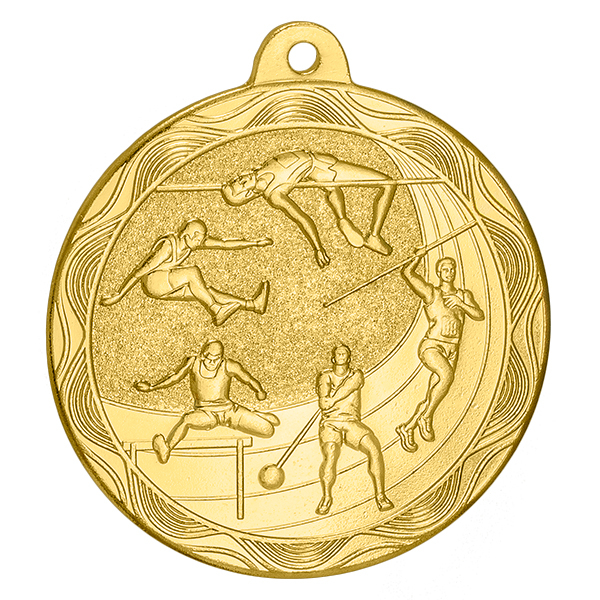 Медаль №2233 (Лёгкая атлетика, диаметр 50 мм, металл, цвет золото. Место для вставок: обратная сторона диаметр 45 мм)