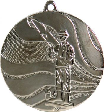 Медаль №106 (Рыболовство, диаметр 50 мм, металл, цвет серебро. Место для вставок: обратная сторона диаметр 46 мм)