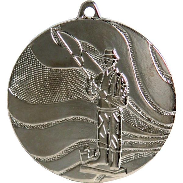 Медаль №106 (Рыболовство, диаметр 50 мм, металл, цвет серебро. Место для вставок: обратная сторона диаметр 46 мм)