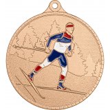Медаль №3628 (Беговые лыжи, диаметр 55 мм, металл, цвет бронза)