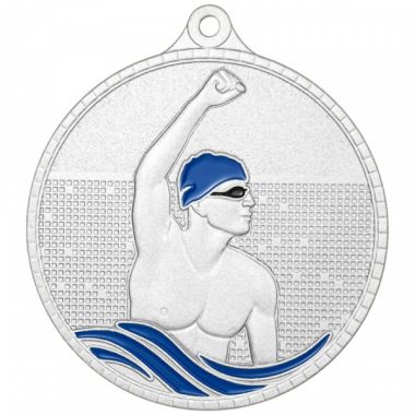Медаль №3614 (Плавание, диаметр 55 мм, металл, цвет серебро. Место для вставок: обратная сторона диаметр 40 мм)