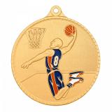 Медаль №3287 (Баскетбол, диаметр 55 мм, металл, цвет золото. Место для вставок: лицевая диаметр 40 мм, обратная сторона диаметр 40 мм)