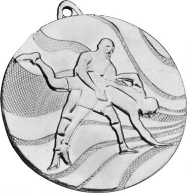 Медаль №94 (Борьба, диаметр 50 мм, металл, цвет серебро. Место для вставок: обратная сторона диаметр 45 мм)