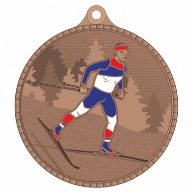 Медаль №3628 (Беговые лыжи, диаметр 55 мм, металл, цвет бронза)
