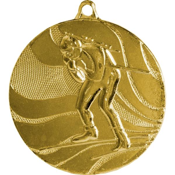 Медаль №93 (Биатлон, диаметр 50 мм, металл, цвет золото. Место для вставок: обратная сторона диаметр 45 мм)