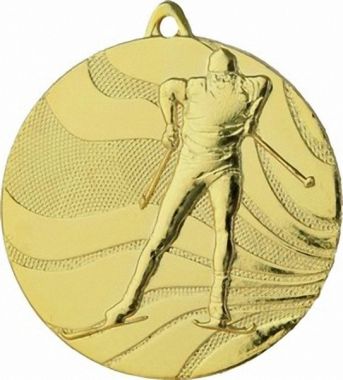 Медаль №127 (Лыжный спорт, диаметр 50 мм, металл, цвет золото. Место для вставок: обратная сторона диаметр 45 мм)