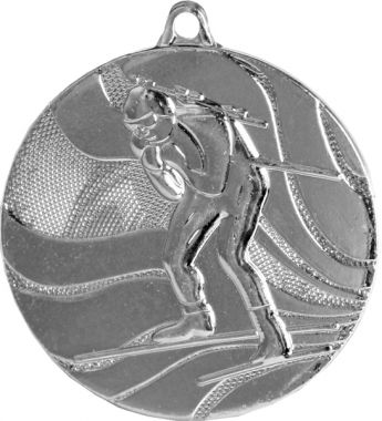 Медаль №93 (Биатлон, диаметр 50 мм, металл, цвет серебро. Место для вставок: обратная сторона диаметр 45 мм)