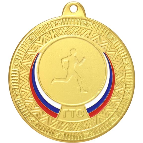 Медаль №3454 (ГТО, диаметр 50 мм, металл, цвет золото. Место для вставок: обратная сторона диаметр 45 мм)
