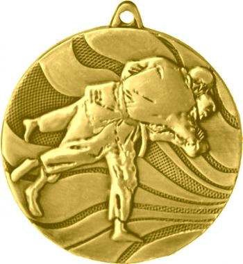 Медаль №99 (Дзюдо, диаметр 50 мм, металл, цвет золото. Место для вставок: обратная сторона диаметр 45 мм)