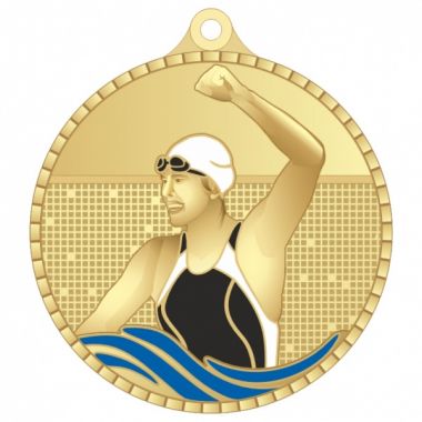 Медаль №3661 (Плавание, диаметр 55 мм, металл, цвет золото)