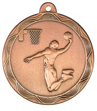 Медаль №2236 (Баскетбол, диаметр 50 мм, металл, цвет бронза. Место для вставок: обратная сторона диаметр 45 мм)