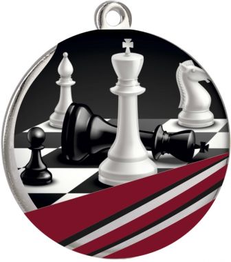 Медаль №973 (Шахматы, диаметр 50 мм, металл, цвет серебро)