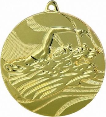 Медаль №85 (Плавание, диаметр 50 мм, металл, цвет золото. Место для вставок: обратная сторона диаметр 45 мм)