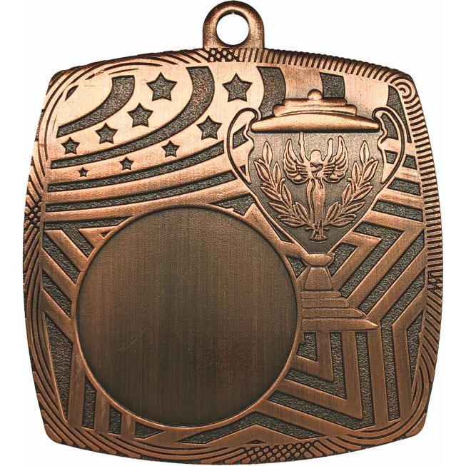 Медаль №3560 (Размер 50x50 мм, металл, цвет бронза. Место для вставок: лицевая диаметр 25 мм, обратная сторона размер по шаблону)