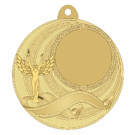 Медаль №2227 (Ника, диаметр 50 мм, металл, цвет золото. Место для вставок: лицевая диаметр 25 мм, обратная сторона диаметр 45 мм)