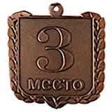 Медаль №2458 (3 место, размер 40x40 мм, металл, цвет бронза)