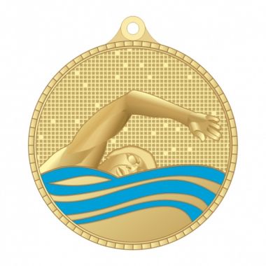 Медаль №3586 (Плавание, диаметр 55 мм, металл, цвет золото. Место для вставок: обратная сторона диаметр 40 мм)
